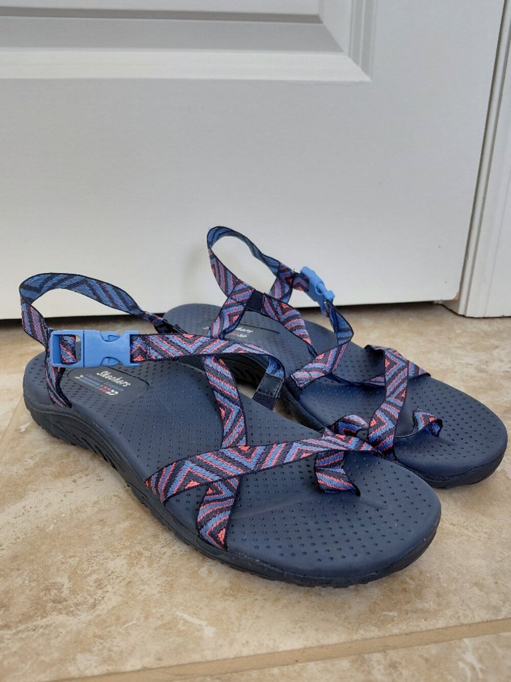 Skechers Navy Chevron Sandals